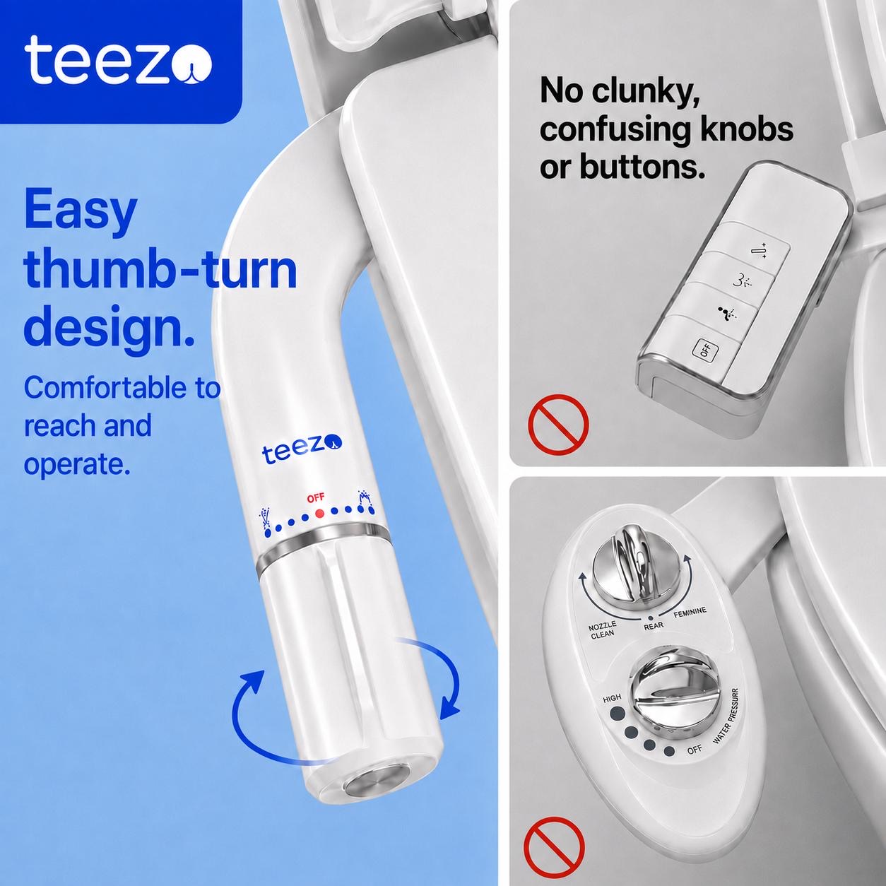 Close-up of the teezo thumb-turn control dial